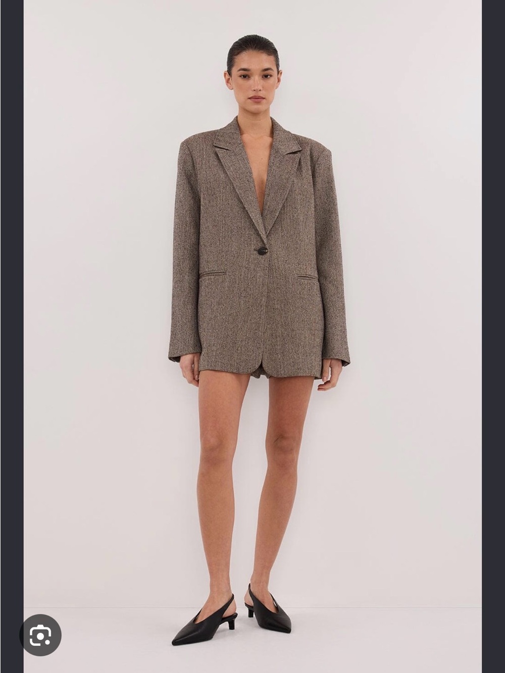 Frankie Choc oversized tweed boyfriend blazer